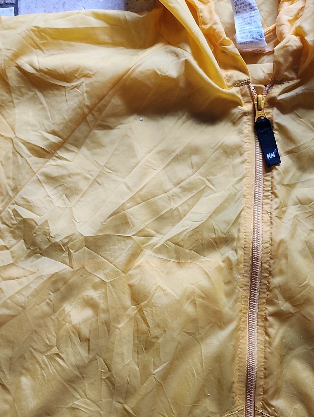 Vtg Helly Hanson Yellow Hooded Packable Windbreaker Jacket Mens Large - Picture 6 of 16